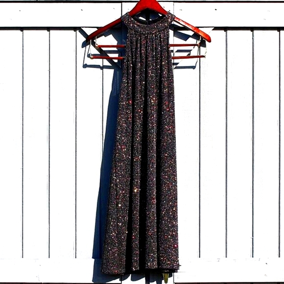 NWT Nine West Black Metallic Halter Dress - Size 4 - Picture 1 of 8